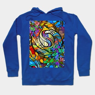 Abstract Flowery Stained Glass Yin Yang Hoodie